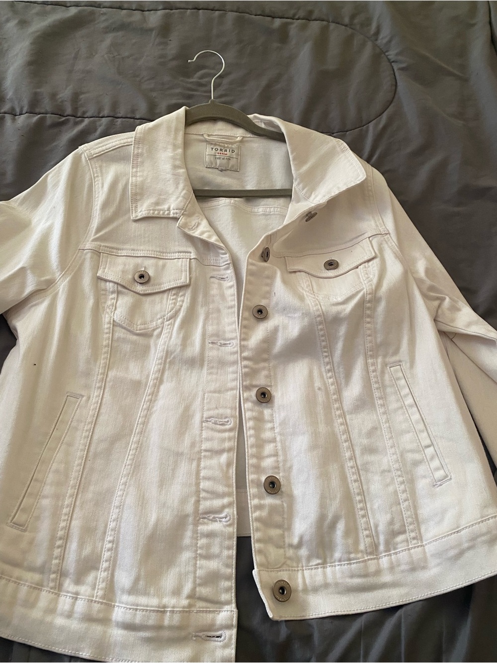torrid White Denim Button-Front Jacket